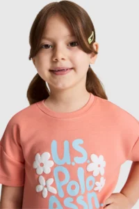 US Polo Assn. Girls' Salmon Crew Neck T-Shirt - Image 2