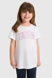 US Polo Assn. Girls' Crew Neck Red Basic T-Shirt - Image 3
