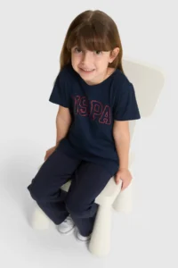 US Polo Assn. Girls' Crew Neck NAVY BLUE Basic T-Shirt
