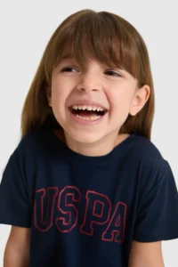 US Polo Assn. Girls' Crew Neck NAVY BLUE Basic T-Shirt - Image 2