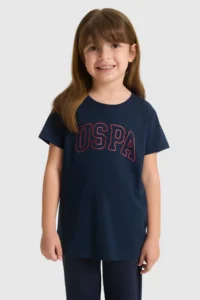 US Polo Assn. Girls' Crew Neck NAVY BLUE Basic T-Shirt - Image 3