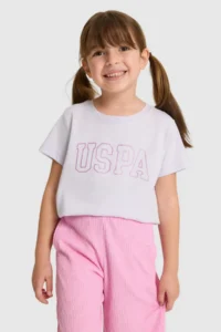 US Polo Assn. Girls' Crew Neck Lilac Basic T-Shirt