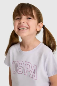 US Polo Assn. Girls' Crew Neck Lilac Basic T-Shirt - Image 2