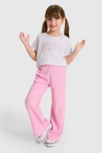 US Polo Assn. Girls' Crew Neck Lilac Basic T-Shirt - Image 4