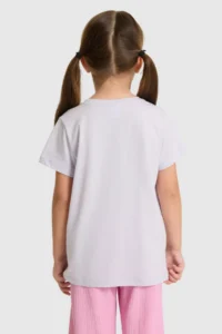 US Polo Assn. Girls' Crew Neck Lilac Basic T-Shirt - Image 5