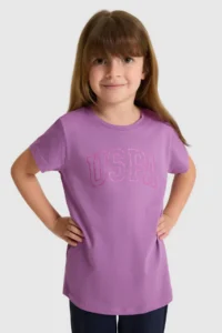 US Polo Assn. Girls' Crew Neck Violet Basic T-Shirt