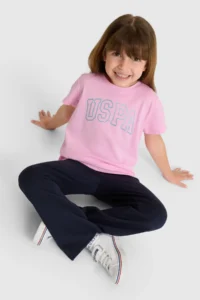 US Polo Assn. Girls' Crew Neck PINK Basic T-Shirt