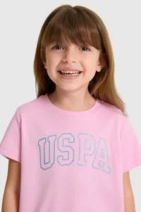 US Polo Assn. Girls' Crew Neck PINK Basic T-Shirt - Image 2