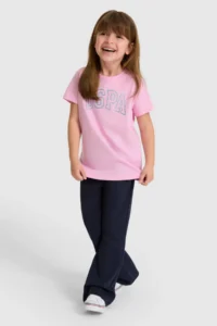 US Polo Assn. Girls' Crew Neck PINK Basic T-Shirt - Image 4