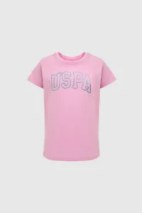 US Polo Assn. Girls' Crew Neck PINK Basic T-Shirt - Image 6