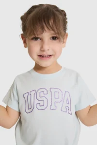 US Polo Assn. Girls' Crew Neck Water Green Basic T-Shirt - Image 2