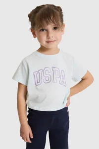 US Polo Assn. Girls' Crew Neck Water Green Basic T-Shirt - Image 3