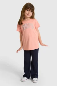 US Polo Assn. Girls' Crew Neck Salmon Basic T-Shirt - Image 4