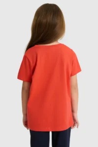 US Polo Assn. Girls' Red Fit Crew Neck Basic T-Shirt - Image 5
