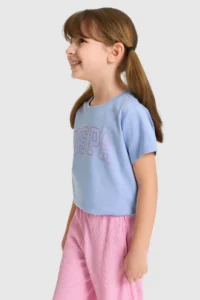 US Polo Assn. Girls' Crew Neck Purple Basic T-Shirt - Image 3