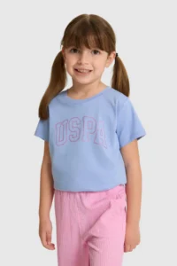 US Polo Assn. Girls' Crew Neck Purple Basic T-Shirt - Image 4