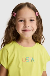US Polo Assn. Girls' Peanut Green Crew Neck T-Shirt - Image 2