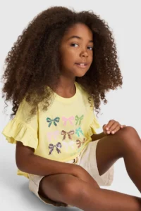 US Polo Assn. Girls' Light YELLOW Crew Neck T-Shirt
