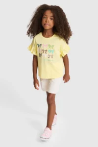 US Polo Assn. Girls' Light YELLOW Crew Neck T-Shirt - Image 4