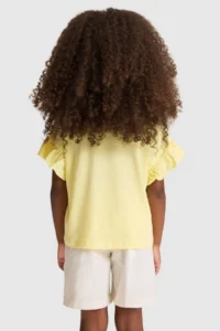 US Polo Assn. Girls' Light YELLOW Crew Neck T-Shirt - Image 5