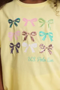 US Polo Assn. Girls' Light YELLOW Crew Neck T-Shirt - Image 6