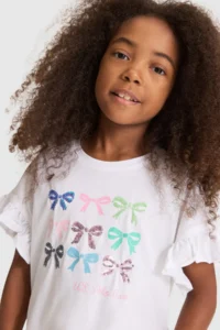 US Polo Assn. Girls' WHITE Crew Neck T-Shirt - Image 2