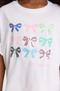 US Polo Assn. Girls' WHITE Crew Neck T-Shirt - Image 6