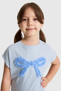 US Polo Assn. Girls' Light BLUE Crew Neck T-Shirt - Image 2