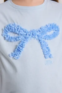 US Polo Assn. Girls' Light BLUE Crew Neck T-Shirt - Image 6