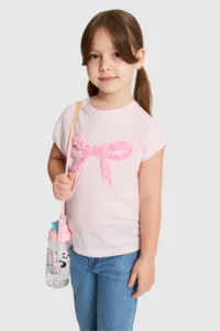 US Polo Assn. Girls' Light PINK Crew Neck T-Shirt - Image 3