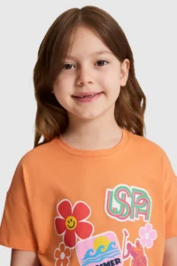 US Polo Assn. Girls' Orange Crew Neck T-Shirt - Image 2