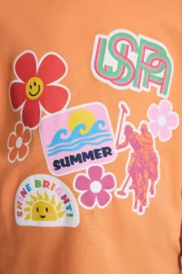 US Polo Assn. Girls' Orange Crew Neck T-Shirt - Image 6