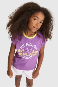 US Polo Assn. Girls' Violet Crew Neck T-Shirt