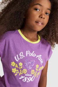 US Polo Assn. Girls' Violet Crew Neck T-Shirt - Image 2