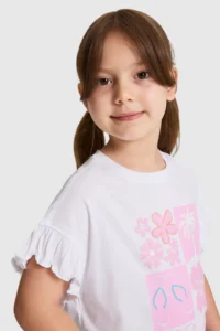 US Polo Assn. Girls' WHITE Crew Neck T-Shirt - Image 2