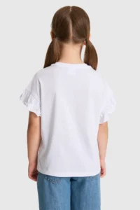 US Polo Assn. Girls' WHITE Crew Neck T-Shirt - Image 5