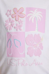 US Polo Assn. Girls' WHITE Crew Neck T-Shirt - Image 6