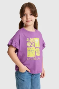 US Polo Assn. Girls' Violet Crew Neck T-Shirt