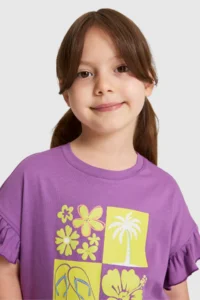 US Polo Assn. Girls' Violet Crew Neck T-Shirt - Image 2