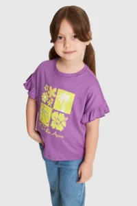US Polo Assn. Girls' Violet Crew Neck T-Shirt - Image 3