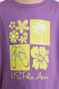 US Polo Assn. Girls' Violet Crew Neck T-Shirt - Image 6