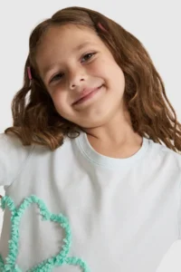 US Polo Assn. Girls' Water Green Crew Neck T-Shirt - Image 2