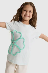 US Polo Assn. Girls' Water Green Crew Neck T-Shirt - Image 3