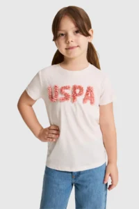 US Polo Assn. Girls' Cream Crew Neck T-Shirt