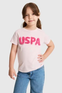 US Polo Assn. Girls' Light PINK Crew Neck T-Shirt