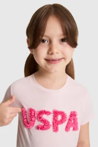 US Polo Assn. Girls' Light PINK Crew Neck T-Shirt - Image 2