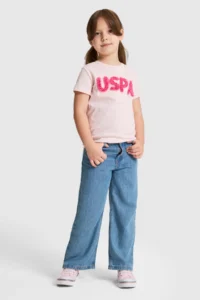 US Polo Assn. Girls' Light PINK Crew Neck T-Shirt - Image 4