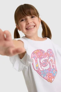 US Polo Assn. Girls' Crew Neck Sleeves Frilly WHITE T-Shirt - Image 2