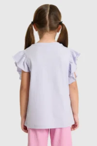US Polo Assn. Girls' Crew Neck Sleeves Frilly Lilac T-Shirt - Image 5