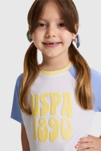 US Polo Assn. Girls' WHITE Crew Neck T-Shirt - Image 2